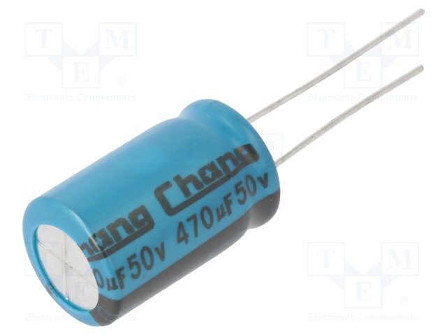 Capacitor: electrolytic; THT; 470uF; 50VDC; Ø12.5x20mm; Pitch: 5mm
