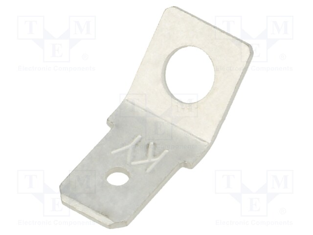 Terminal: flat; 6.3mm; 0.8mm; male; screw; brass; tinned; angled
