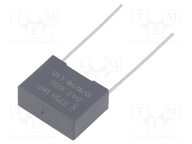 DC Film Capacitor, 0.047 µF, 1 kV, Metallized PP, ± 5%, R75H Series, Radial Box