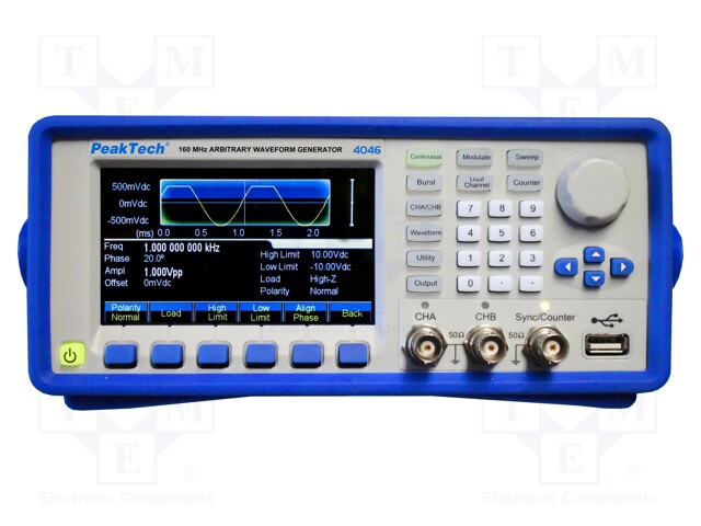 Generator: arbitrary, function; TFT 4,3"; Channels: 2; 1Mpts