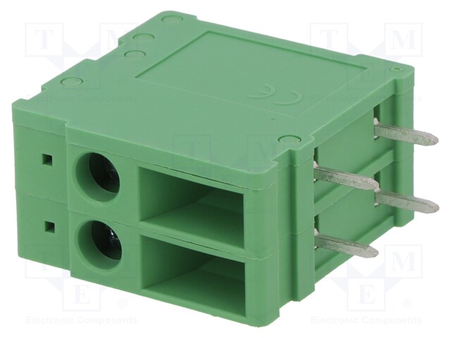 PCB terminal block; angled 90°; 6.35mm; ways: 2; on PCBs; 4mm2