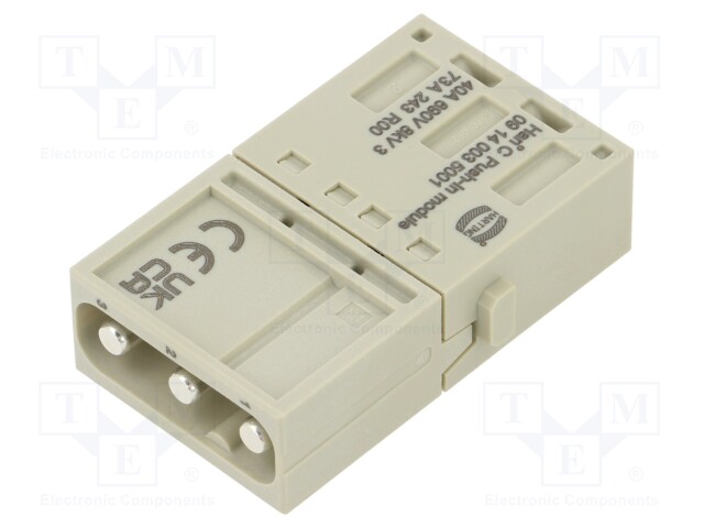 Connector: HDC; module; male; Han-Modular®; PIN: 3; push-in; 40A
