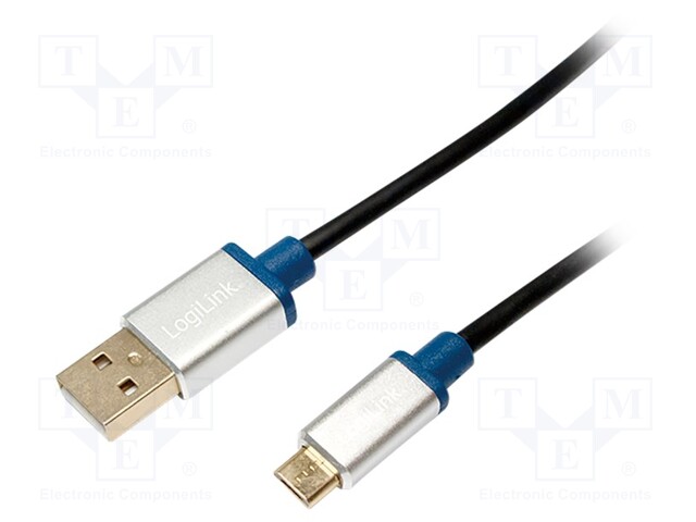 Cable; USB 2.0; USB A plug,USB B micro plug; 1.5m; black