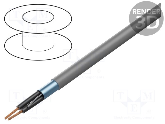 Wire; BiT 500 (ST); 2x1mm2; Al-PET foil; PVC; grey; 300/500V