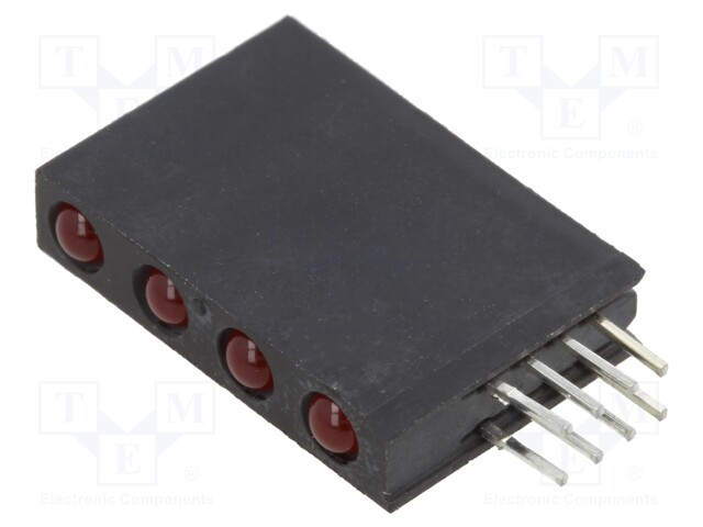 LED; red; 3mm; No.of diodes: 4; 20mA; Lens: diffused; 40°; 2÷2.8V