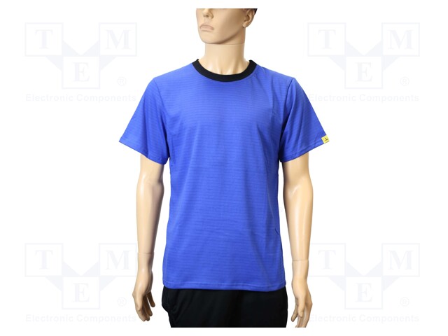 T-shirt; ESD; XL; IEC 61340; cotton,polyester,carbon fiber; blue
