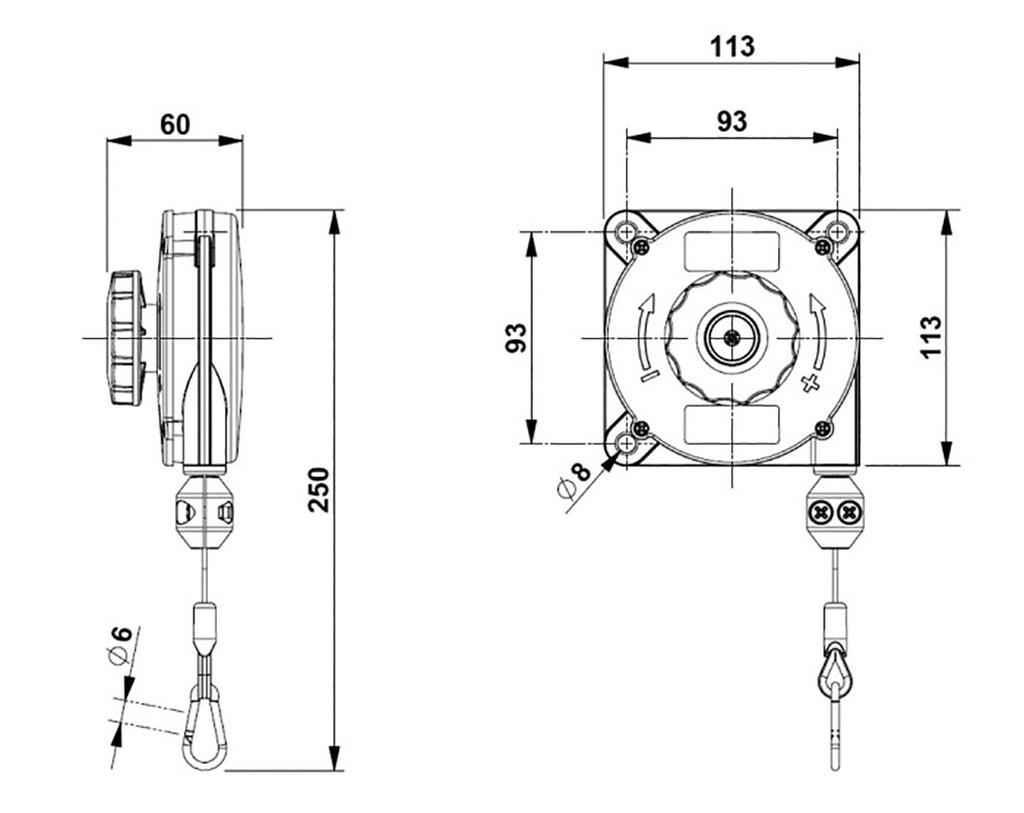 Balancer; Flowmatik; 1÷2kg; Ørope: 2mm; Rope pitch: 1.6m