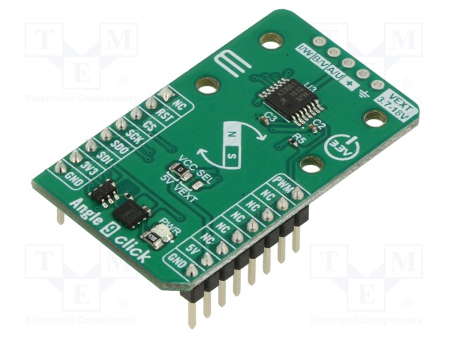 Click board; magnetic field sensor; SPI; AAS33001; 3.3VDC,5VDC