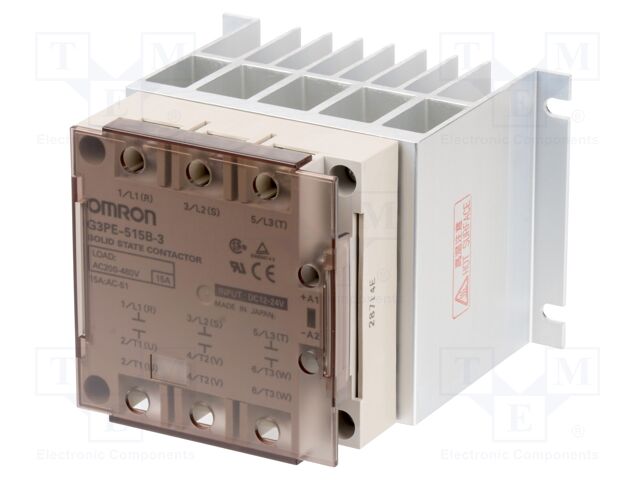 Relay: solid state; Ucntrl: 12÷24VDC; 25A; 200÷480VAC; G3PE