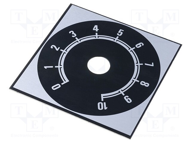 Scale; Range: 0 ÷ 10; 58x58mm; Øhole: 10mm; Mat: aluminium