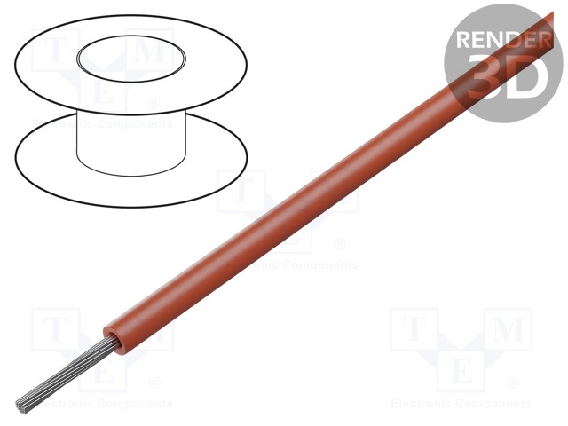Wire; stranded; Cu; 22AWG; PTFE; red; 305m; CPR: no classification