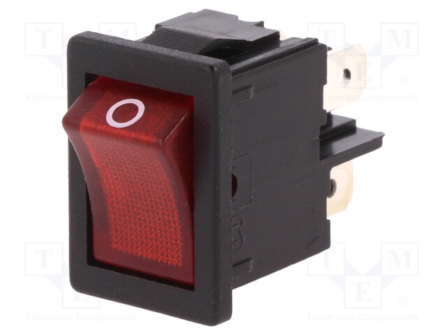 ROCKER; DPST; Positions:2; OFF-ON; 4A/250VAC; red; IP40; 100mOhm 