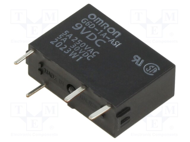 Relay: electromagnetic; SPST-NO; Ucoil: 9VDC; 5A; 5A/250VAC; PCB