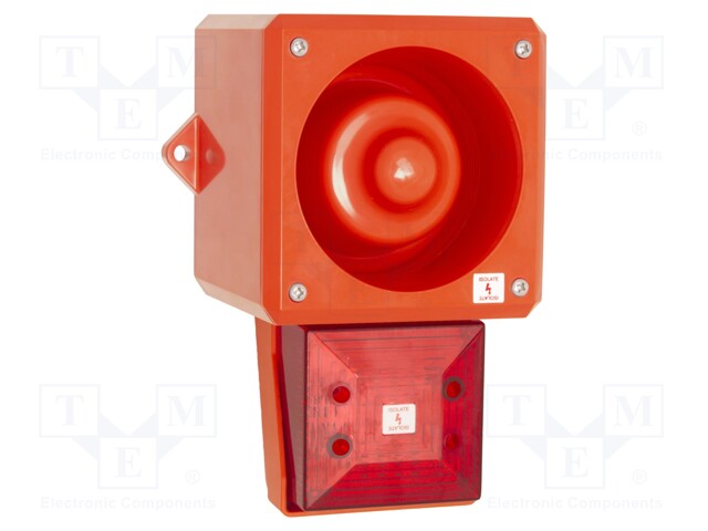 Signaller: lighting-sound; 24VDC; siren,flashing light; LED; red