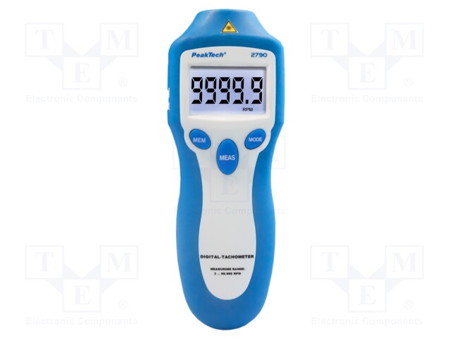 Tachometer; LCD 5 digits,with a backlit; 2÷99999rpm; 0.05%; 150g