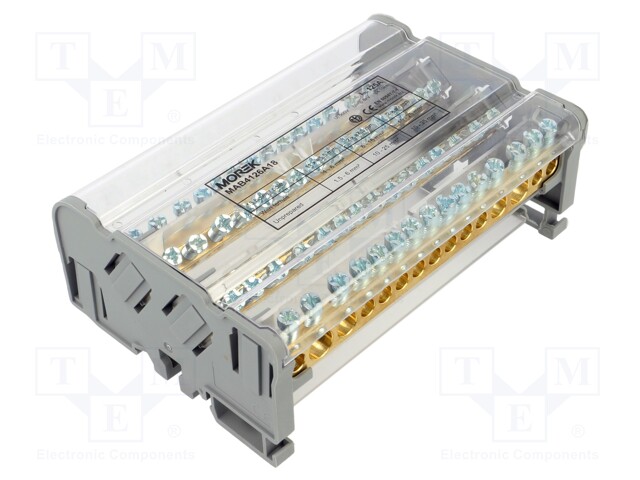 Splice terminal: distribution block; ways: 4; terminals: 60; grey