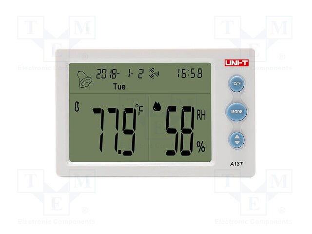 Thermo-hygrometer; LCD 4,5"; -10÷50°C; 20÷95%RH; Accur: ±1,0°C