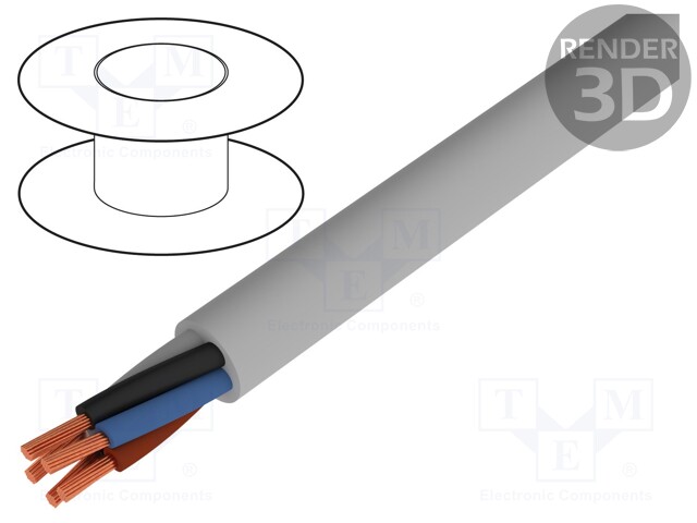 Wire; stranded; Cu; OB-500; 4x1,5mm2; unshielded; grey; PVC