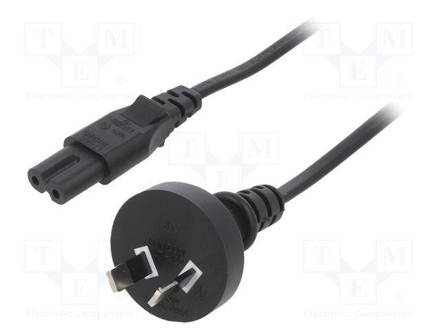 Cable; 2x0.75mm2; AS/NZS 3112 (I) plug,IEC C7 female; PVC; 1m