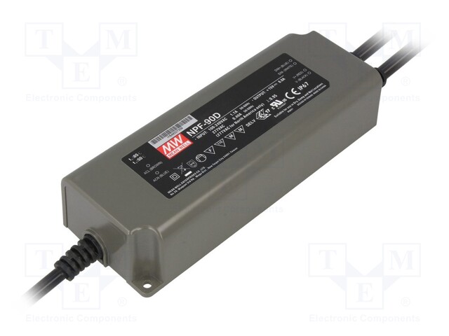 Power supply: switched-mode; LED; 90W; 12÷20VDC; 4.5A; 90÷305VAC