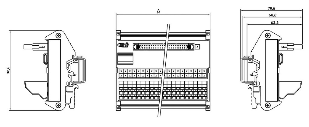 Transition module; Temp: -20÷60°C; W: 170mm; D: 70.6mm; H: 92.6mm