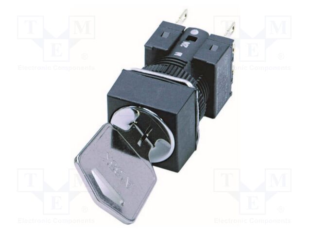 Switch: rotary with key; 16mm; Stabl.pos: 3; black; IP65; Pos: 3