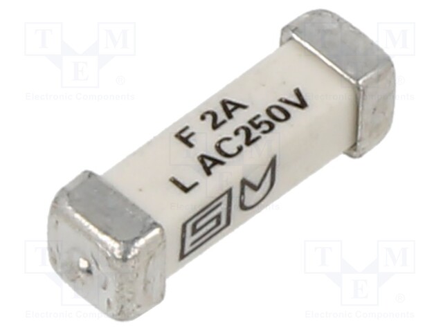 Fuse: fuse; quick blow; 2A; 250VAC; 125VDC; SMD; ceramic; 3x10.1mm