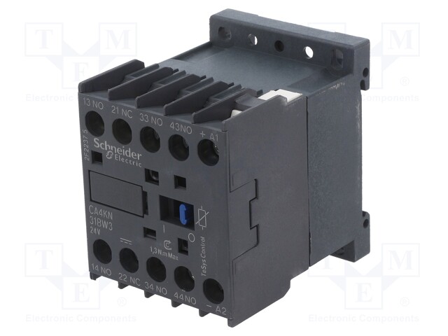 Contactor: 4-pole; NC + NO x3; 24VDC; 10A; DIN,on panel; TeSys D