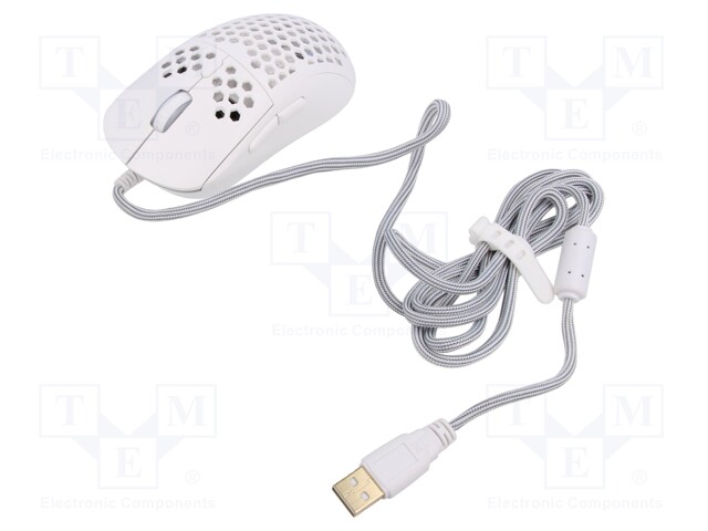 Optical mouse; white; USB A; wired; 1.8m; No.of butt: 7