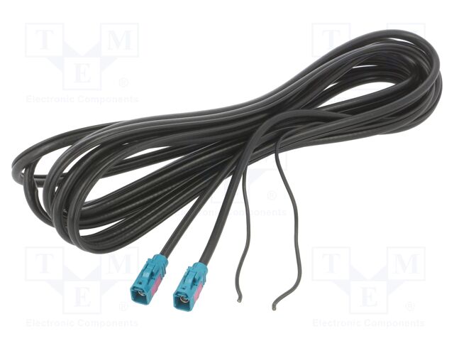 Cable; Fakra socket,both sides; black; straight; 5m