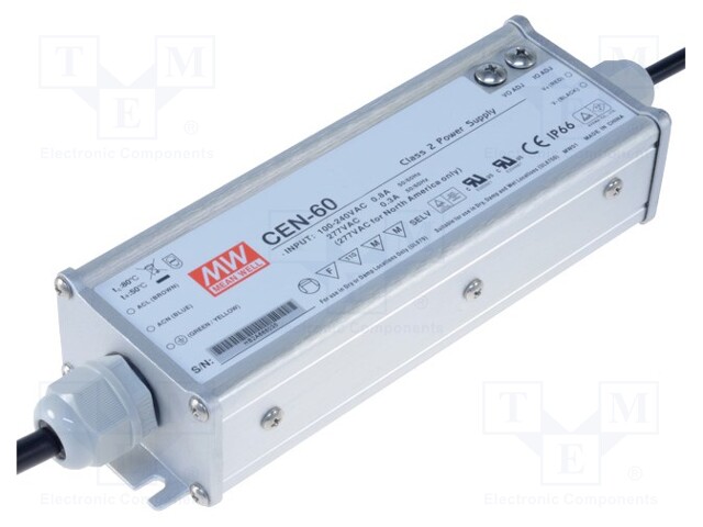 Power supply: switched-mode; LED; 60W; 12VDC; 10.8÷13.5VDC; 5A