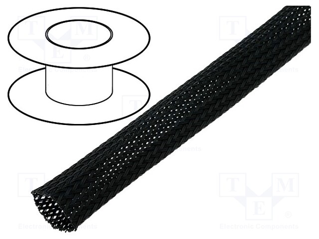 Braid; polyester; 11÷17,nom.12mm; black; Package: 100m