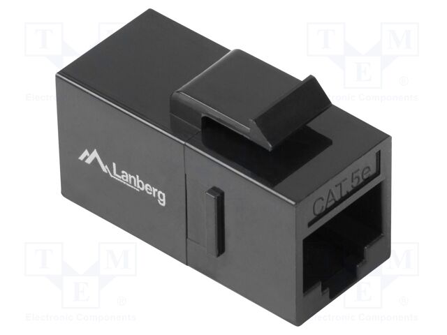 RJ 45 coupler; black; Cat: 5e; RJ45 socket,both sides; 8p8c