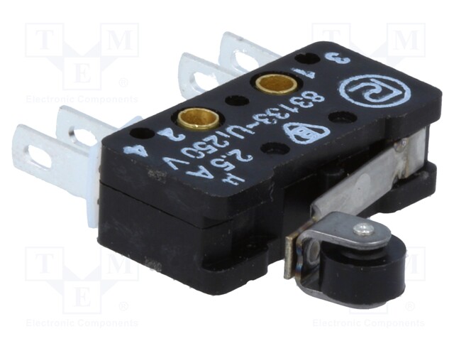 Microswitch SNAP ACTION; with lever (with roller); 2.5A/250VAC
