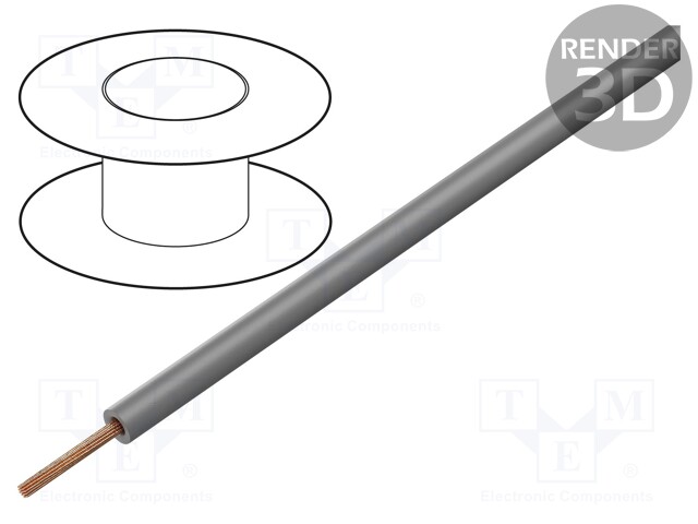 Wire; H07V2-K,LgYc; stranded; Cu; 1mm2; PVC; grey; 450/750V; 500m