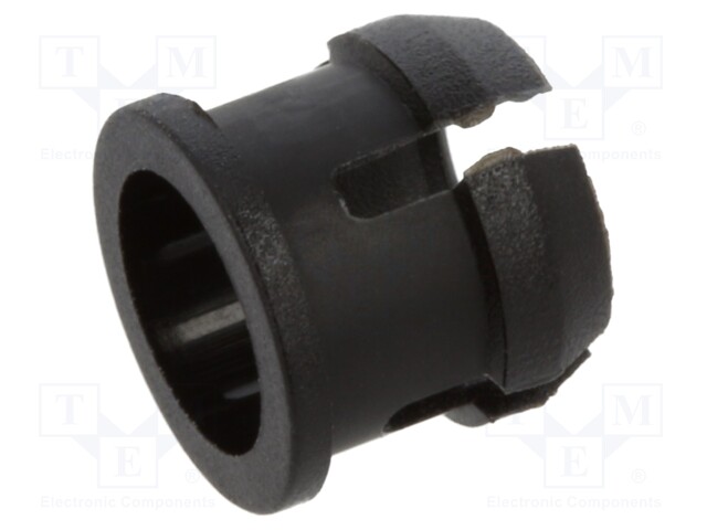 LED holder; 5mm; one-piece; black; UL94V-2; L: 5.8mm; Mat: polyamide