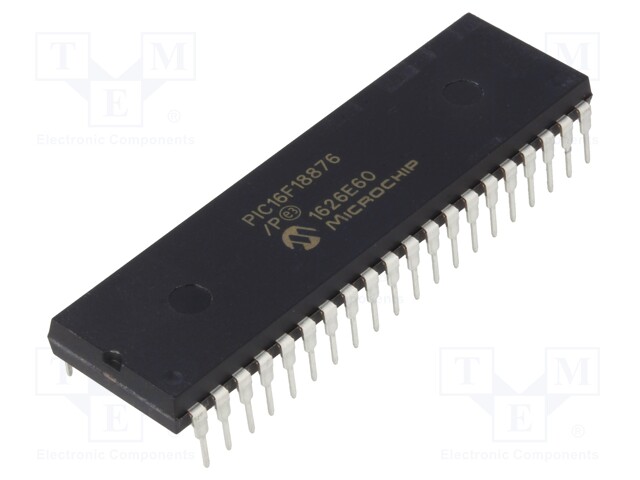 PIC microcontroller; Memory: 28kB; SRAM: 2048B; EEPROM: 256B; THT