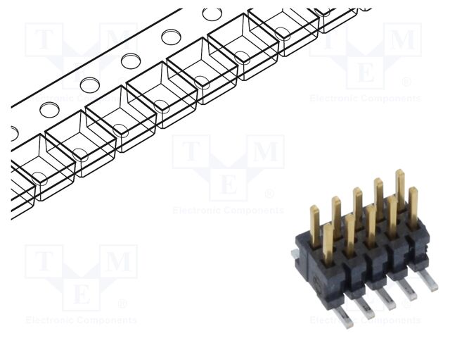 Connector: pin strips; male; PIN: 10; 1.27mm; gold-plated; SMT; reel