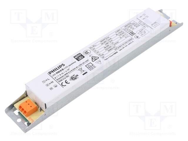 Power supply: switched-mode; LED; 60W; 85÷170VDC; 300÷350mA; IP20