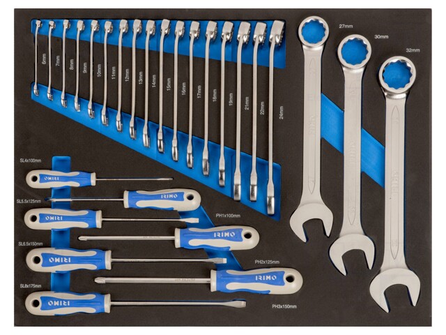 Kit: general purpose; Kit: combination spanners,screwdrivers