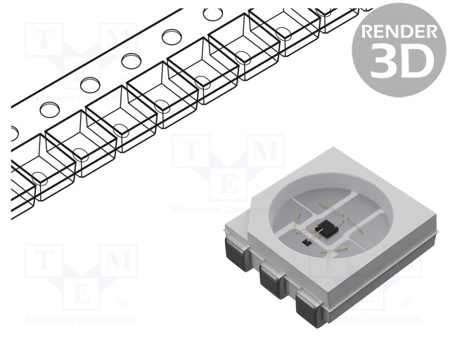 Programmable LED; SMD; 5050,PLCC6; RGB; 5x5.4x1.65mm; 9.5÷13.5V