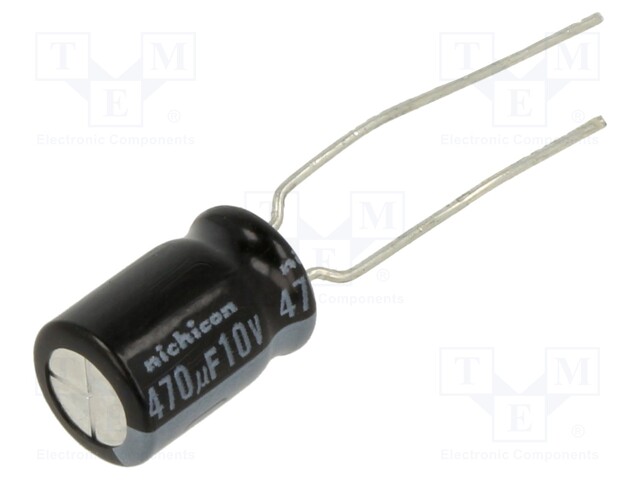 Capacitor: electrolytic; THT; 470uF; 10VDC; Ø8x11.5mm; Pitch: 3.5mm
