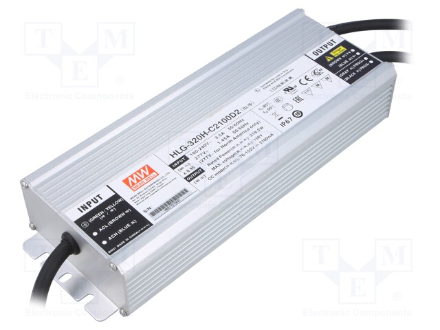Power supply: switched-mode; LED; 319.2W; 57÷114VDC; 2.1A; IP67