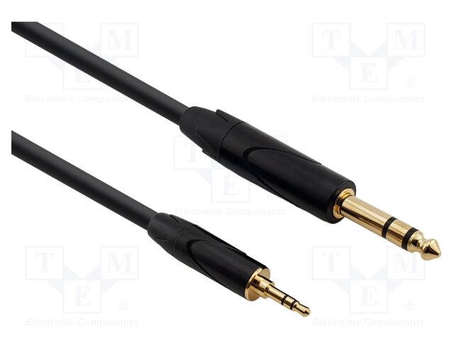 Cable; Jack 3.5mm plug,Jack 6,3mm plug; 2m; black; Øcable: 6mm