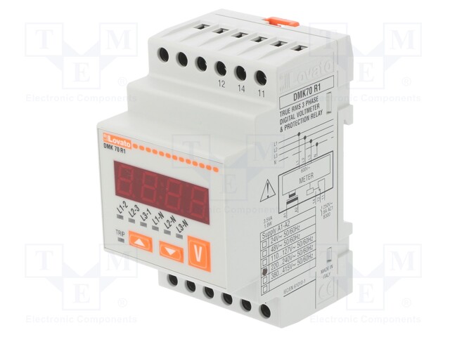 Meter; for DIN rail mounting; VAC: 15÷660V; True RMS; 45÷65Hz; LED