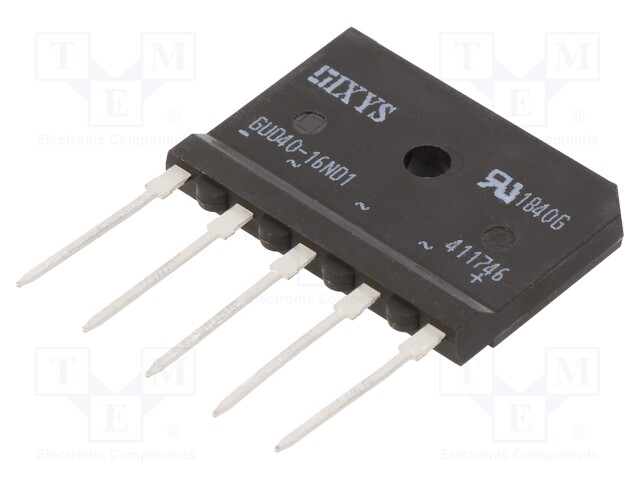 Three-phase bridge rectifier; Urmax: 1.6kV; If: 40A; Ifsm: 370A