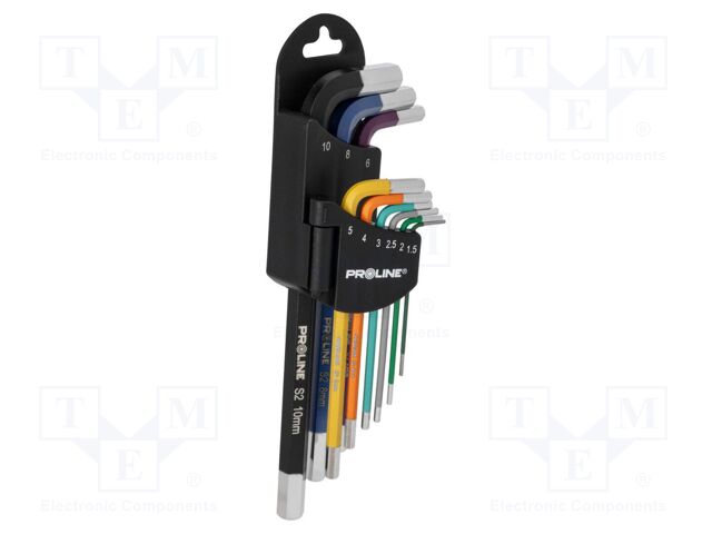 Wrenches set; hex key; S2 steel; long; 9pcs.