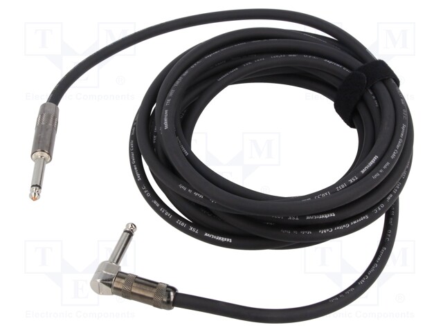 Cable; Jack 6,3mm 2pin plug,Jack 6.3mm 2pin angled plug; 12m