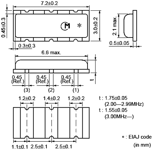 Resonator: ceramic; 6MHz; SMD; 7.2x3x1.55mm; Tol: ±0.5%; -20÷80°C