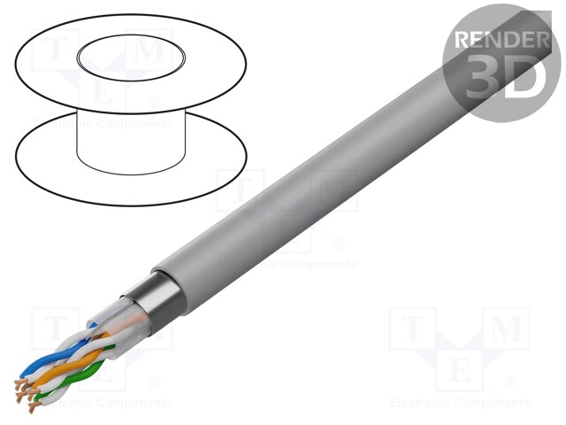 Wire; F/UTP,HELUKAT® 200; stranded; Cu; 4x2x26AWG; PVC; grey; 5.4mm